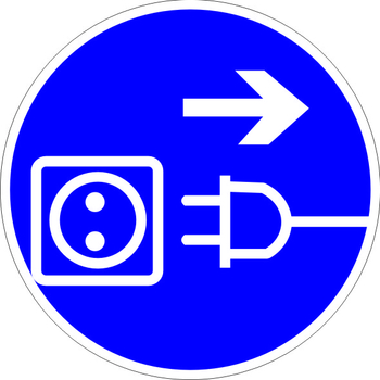 M13 отключить штепсельную вилку (пластик, 200х200 мм) - Знаки безопасности - Предписывающие знаки - Магазин охраны труда ИЗО Стиль